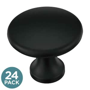 Essentials 1-1/8 in. (28 mm) Modern Matte Black Round Cabinet Knobs (24-Pack)