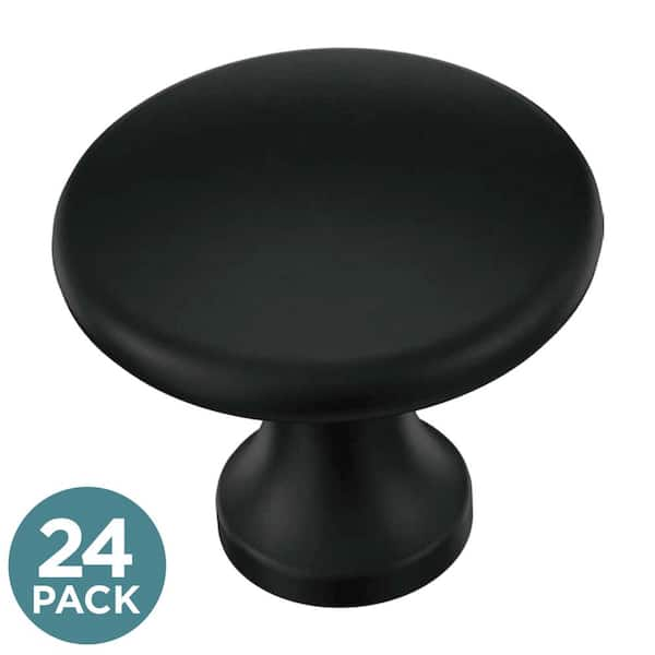 Franklin Brass Round 1-1/8 in. (28 mm) Modern Matte Black Round Cabinet Knobs (24-Pack)