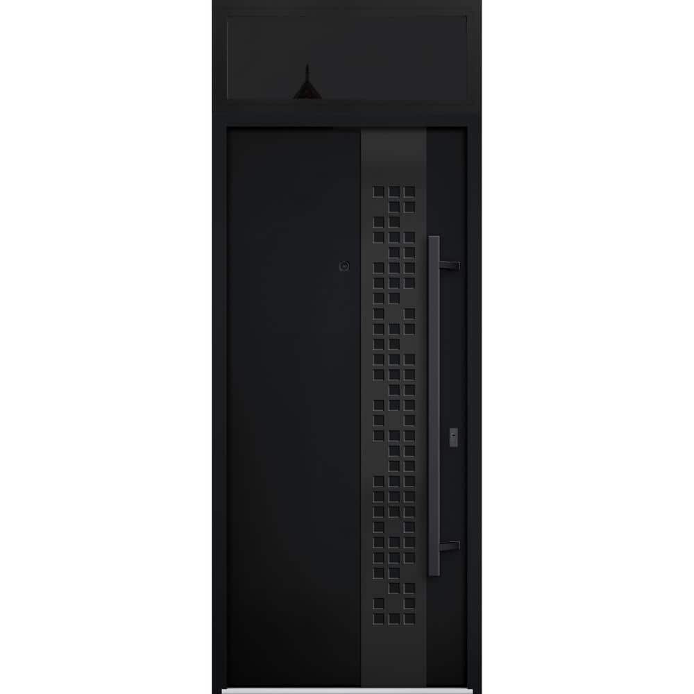 6078 36 in. x 96 in. Left-hand/Inswing Transom Black Enamel Steel Prehung Front Door with Hardware price history on PriceWatchPro