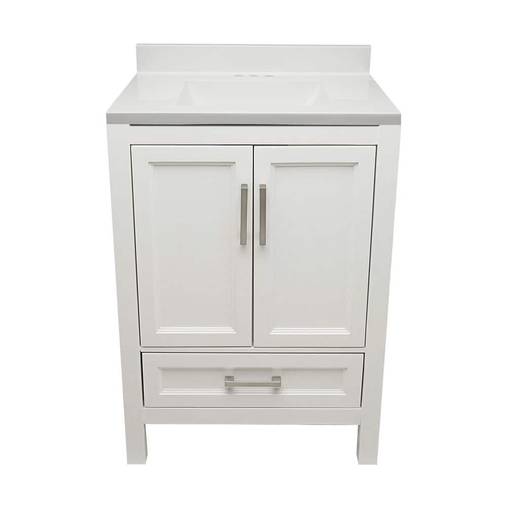 Nevado 25 in. W x 19 in. D x 36 in. H Bath Vanity in White with Cultured Marble Vanity Top Sink in White price history on PriceWatchPro