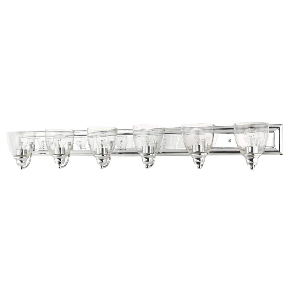 Polished Chrome 6-Light Vanity with Clear Glass Shades
