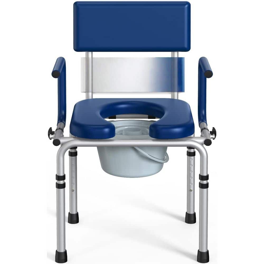 Adjustable Height 22.05in. x 20.47 in. Drop Arm Bedside Commode in Blue with Padded Seat and Backrest, 400 lbs. Capacity price history on PriceWatchPro