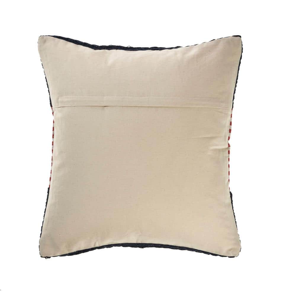 Nautical Navy and Red Striped Square Throw Pillow, 20 in