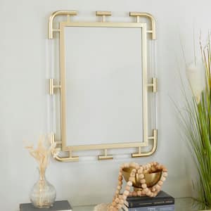 32 in. x 24 in. Rectangle Framed Gold Wall Mirror with Acrylic Details