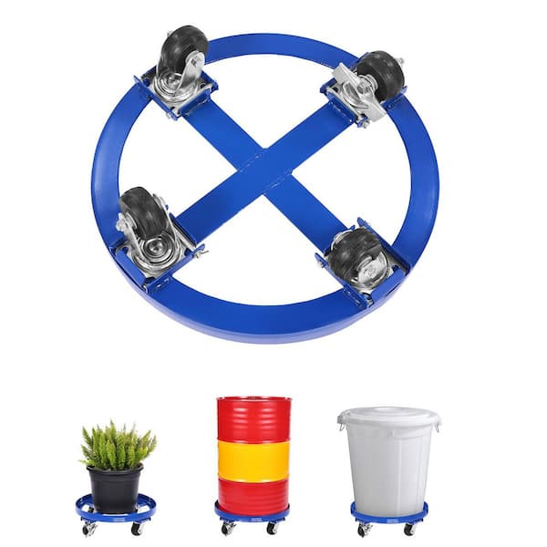55 Gal. Drum Dolly, 2000 lbs. Capacity, Heavy-Duty Barrel Dolly with Cross Braces and 4 Swivel Casters for Drum Handling