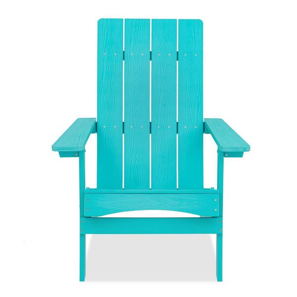 LUE BONA Aruba Blue Plastic Modern Folding Adirondack Outdoor Chair ...