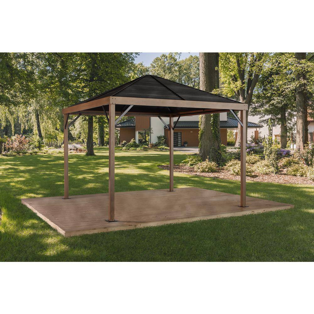 Sanibel 10 ft x 10 ft Brown Aluminum and Steel Gazebo