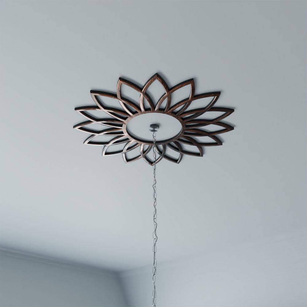 16" Antiqued Copper PVC Daisy Pierced Ceiling Medallion