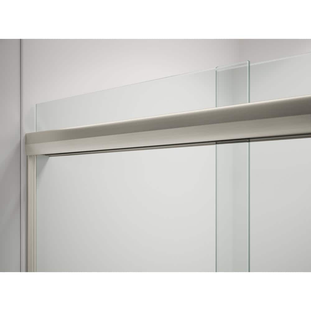 Pleat Frameless Sliding Shower Door with Frosted Glass and Brushed Nickel Frame