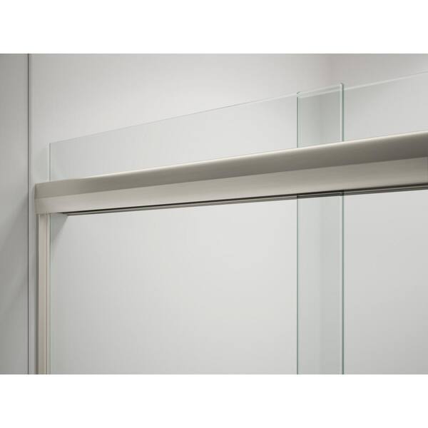 Pleat 59.625 in. x 63.5625 in. Frameless Sliding Bathtub Door in Anodized Brushed Nickel with Crystal Clear Glass Pleat 59.625 in. x 63.5625 in. Frameless Sliding Bathtub Door in Anodized Brushed Nickel with Crystal Clear Glass