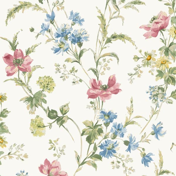 Laura Ashley Poppy Meadow Multi-Colored Wallpaper Sample