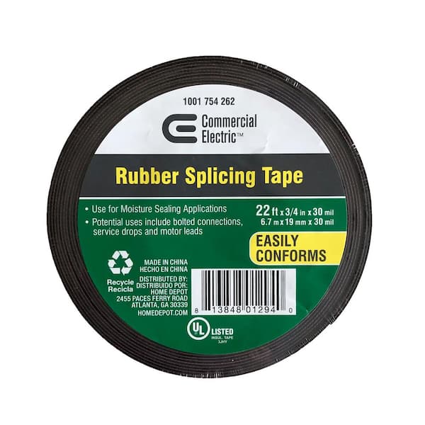 Commercial Electric 3/4 in. x 22 ft. Rubber Splicing Tape, Black