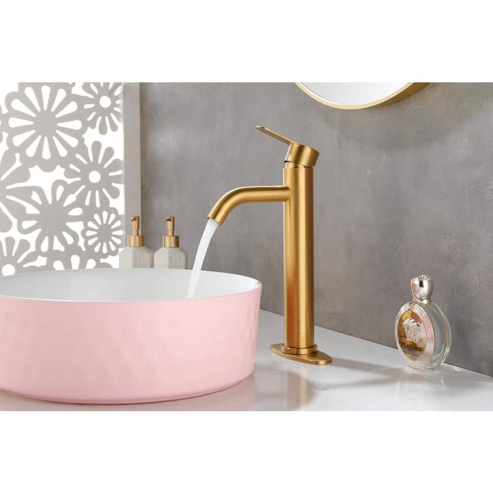 Brushed Gold Stainless Steel Single Handle Bathroom Faucet