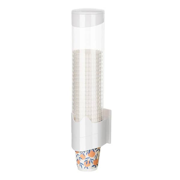 Large Cup Dispenser 4 in. White Clear White Family Disposable Plastic Wall Mount Water Cooler Cup Holder Pull Type