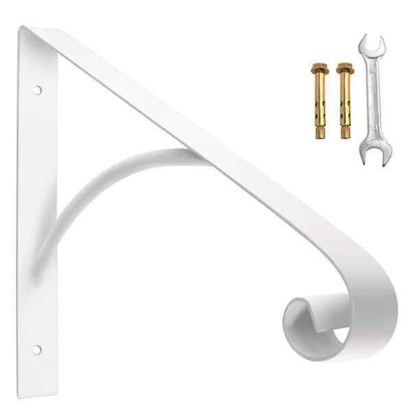 24.4 in. Metal Stair Hand Rails Wall Mount Handrails for Fits 1 or 2 Outdoor Steps Porch, White