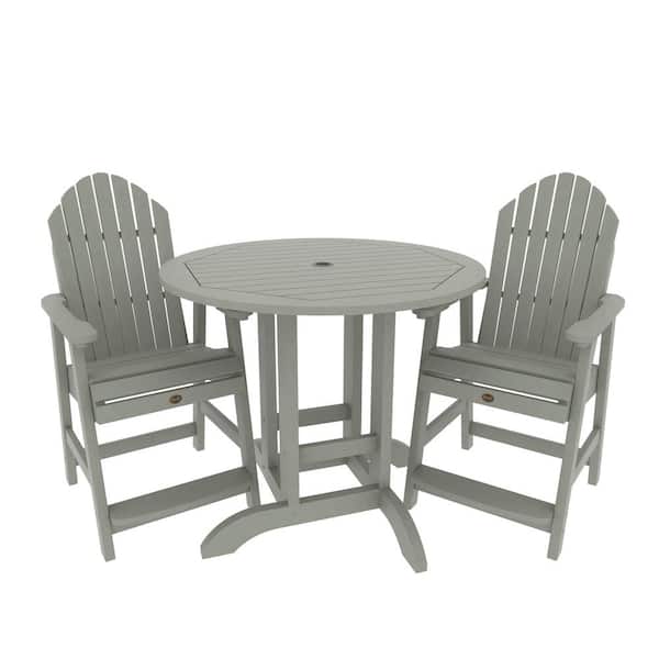 Highwood Sequoia Professional Commercial Grade Eucalyptus 3-Piece Counter Height Plastic Outdoor Dining Set in Eucalyptus
