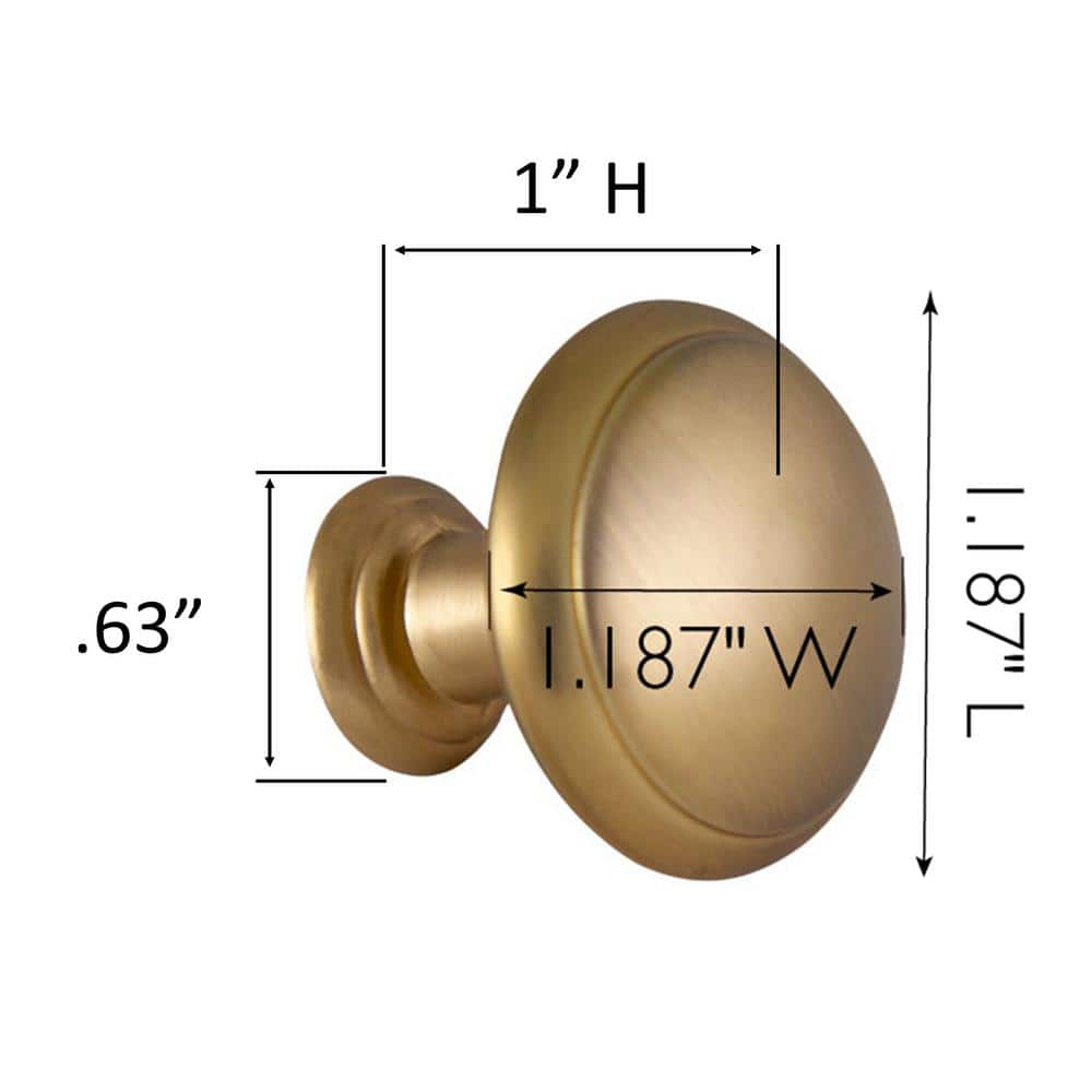 Satin Gold Round Modern Cabinet Knob Set with Mounting Hardware