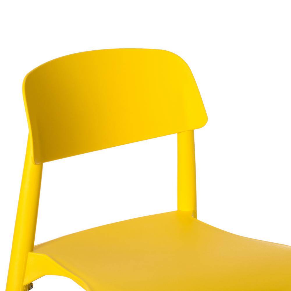 Red Plastic Dining Chair with Beech Wood Legs