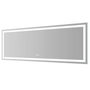 84 in. W x 32 in. H Rectangular Frameless LED Light Anti-Fog Wall Bathroom Vanity Mirror Super Bright