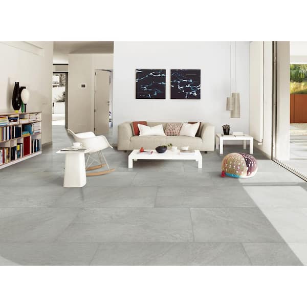 Quartz White 24 in. x 48 in. Matte Porcelain Stone Look Floor and Wall Tile (16 sq. ft./Case)