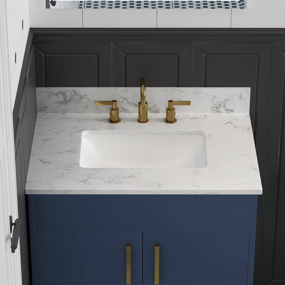 Carrara 31" White Engineered Marble Vanity Top with Undermount Sink