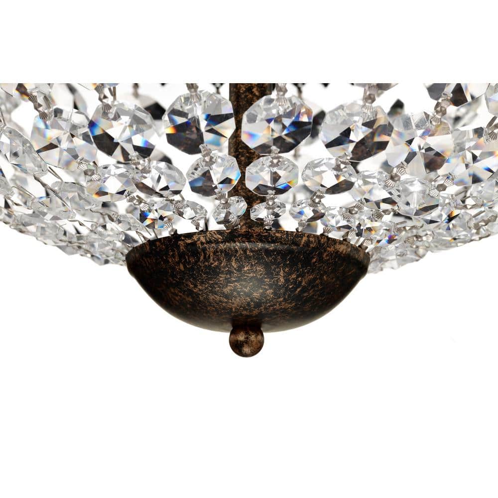 Antique Bronze Crystal Empire Chandelier with 6 Lights