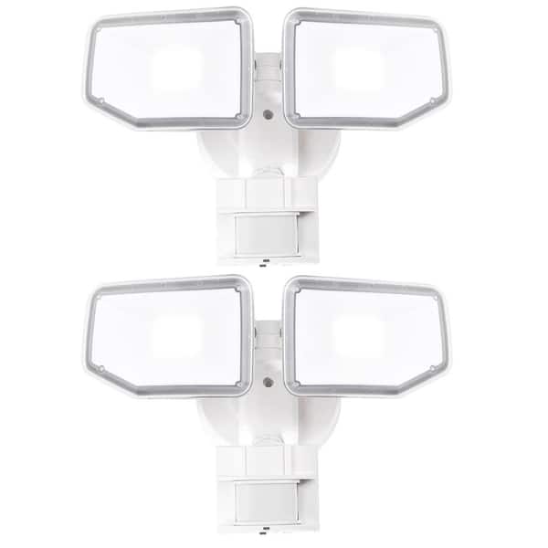 AWSENS 40W 4000 Lumen 180° White Motion Sensor Dusk to Dawn Outdoor Integrated LED Security Flood Light 2-Pack