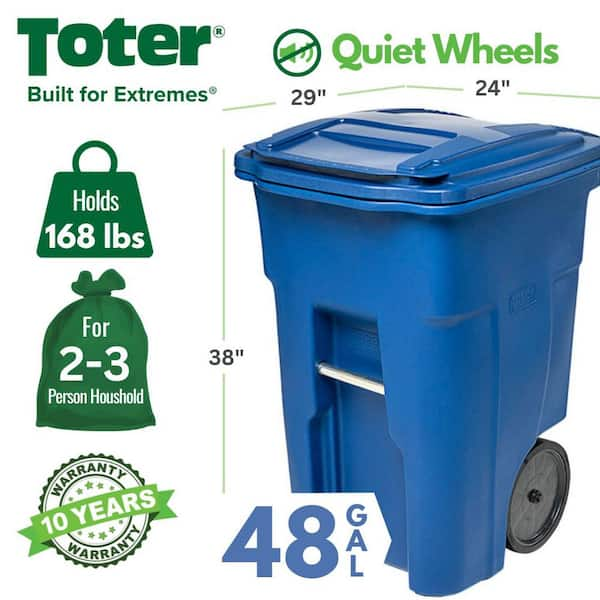 1039BL Blue Rollout Container 60 Gallon Trash Cans with Wheels