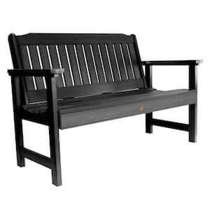 Lehigh 4 ft. 2-Person Black Recycled Plastic Outdoor Garden Bench