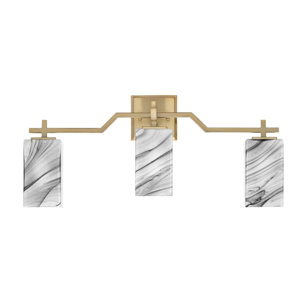 Bridgewater 24.75 in. 3 Light Vanity Light New Age Brass 3.5 in. Square Ony