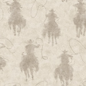 20.50 in. W x 396 in. L Light Grey Stockman Silhouette Wallpaper