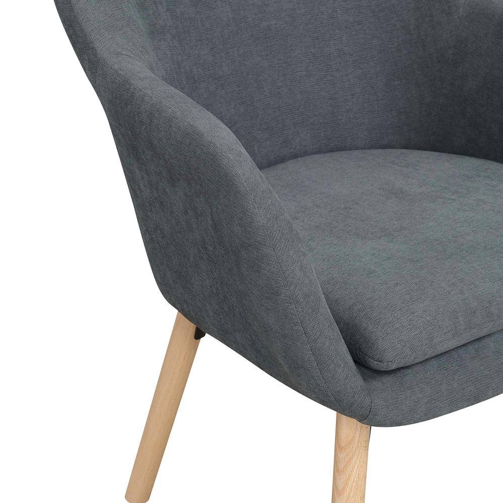 Slate Gray Linen Wingback Accent Chair with Oak Legs