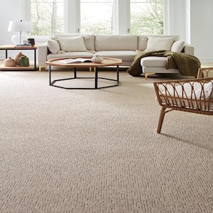 Smooth Summer Sunshine Beige 37 oz Polyester Pattern Installed Carpet