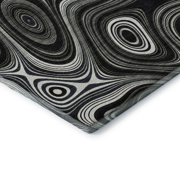 Mayfield Premium Machine Washable Abstract AMF2097 Black 2 ft. x 3 ft. Accent Rug