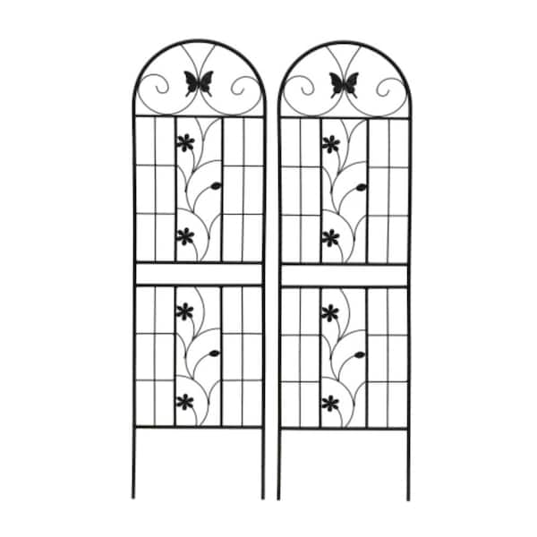 2-Pack 71 in. Black Metal Garden Trellis, Rustproof Trellis for Climbing Plants Outdoor