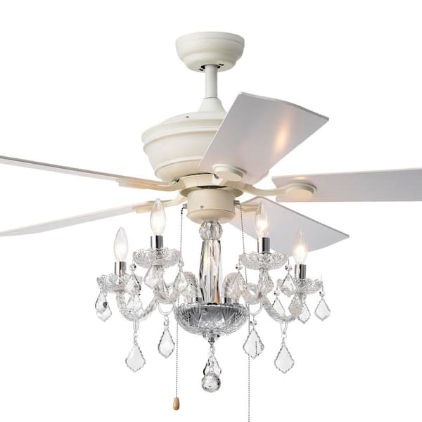 Havorand 19 in. 5-Light Indoor White Finish Hand Pull Chain Ceiling Fan with Light Kit