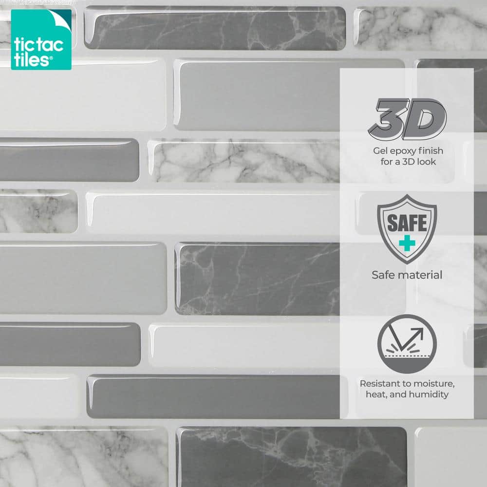 Gray PVC Peel and Stick Mosaic Wall Mural