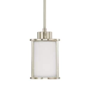 Poplar 1-Light Classic Mini Pendant with Frosted Glass Shade in Brushed Nickel
