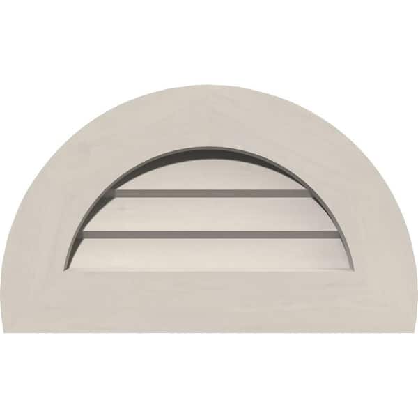 Ekena Millwork 19" x 12" Half Round Primed Smooth Pine Wood Paintable Gable Louver Vent Non-Functional