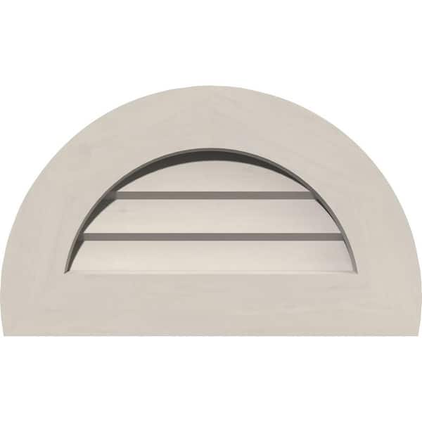 Ekena Millwork 35 in. x 20 in. Half Round Primed Smooth Pine Wood Paintable Gable Louver Vent