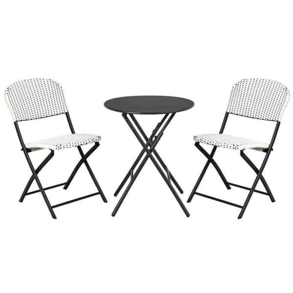Alpulon 3-Piece Patio Rattan Outdoor Bistro Set with Round Dining Table and 2-Chairs