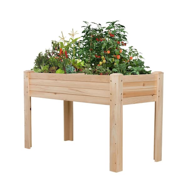 48 in. L x 30 in. H x 22 in. W Wood Raised Garden Bed Box with Liner and Drainage Holes