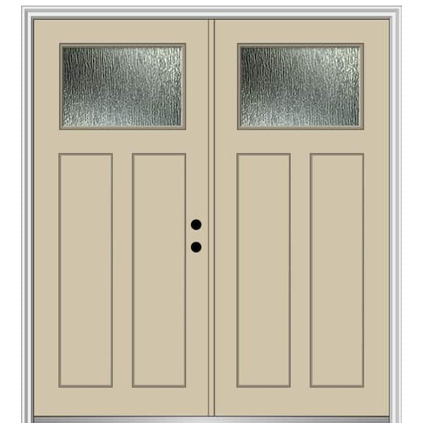 MMI Door 64 in. x 80 in. Left-Hand/Inswing Rain Glass Wicker Fiberglass Prehung Front Door on 6-9/16 in. Frame