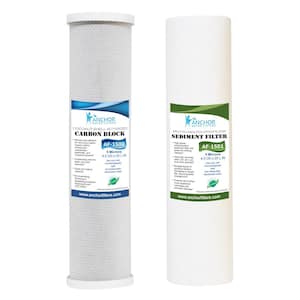 Whole House Water Filter Replacement Cartridge Set of Sediment and Carbon Block, 4.5 x 20 in.