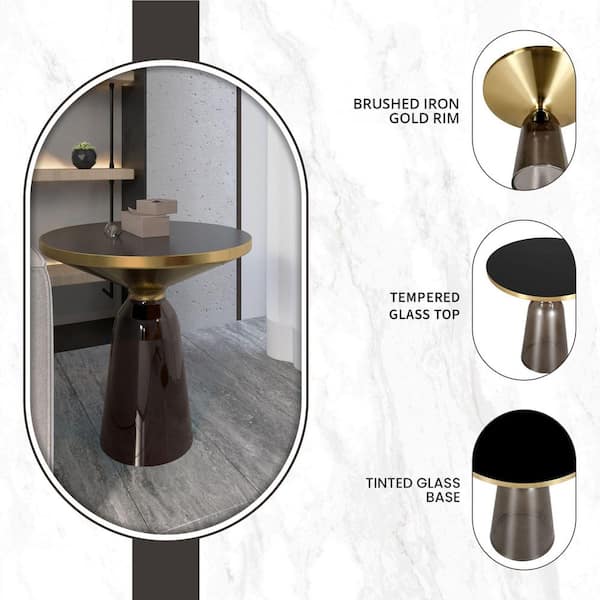 Mod Black Marble Antiqued Nickel Side Table Mod Black Marble Antiqued Nickel Side Table