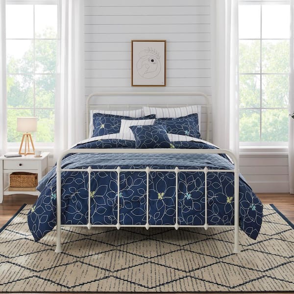StyleWell Kaylee 7-Piece Navy Floral Twin/Twin XL Bed in a Bag Bedding Set