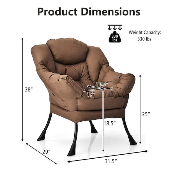 Costway Modern Brown Polyester Fabric Lazy Armchair Single Costway Modern Brown Polyester Fabric Lazy Armchair Single