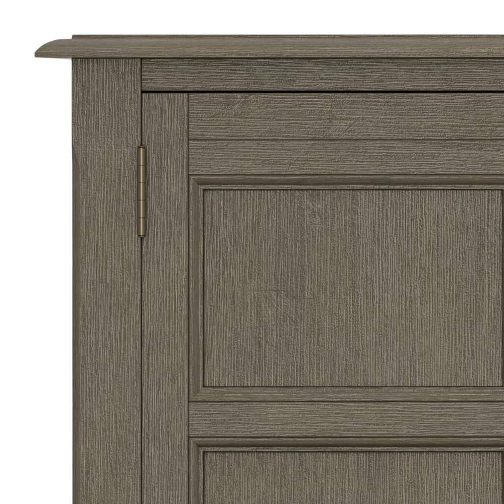 Farmhouse Grey Solid Pine Freestanding Office Cabinet with Adjustable Shelving