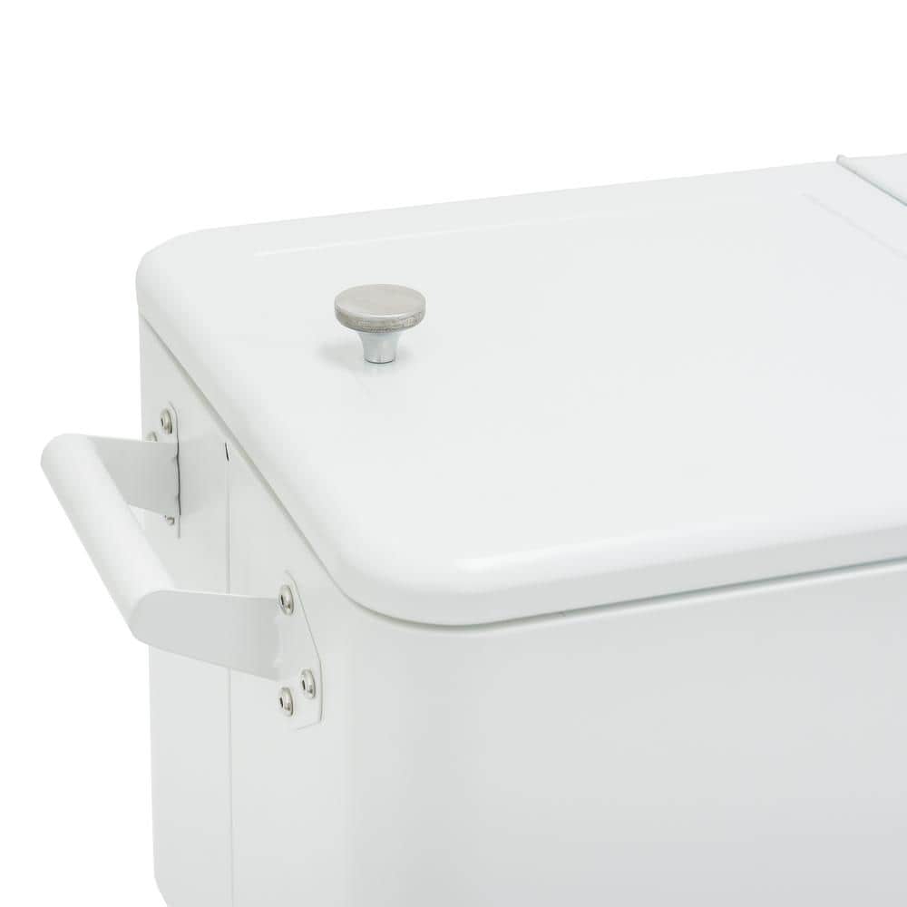 White Powder-Coated Steel 80-Quart Rolling Outdoor Patio Cooler with Wheels