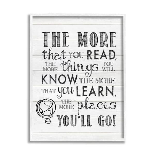 Stupell Industries "More You Read Quote Rustic Pattern" by Lettered and Lined Framed Print Typography Texturized Art 11 in. x 14 in.